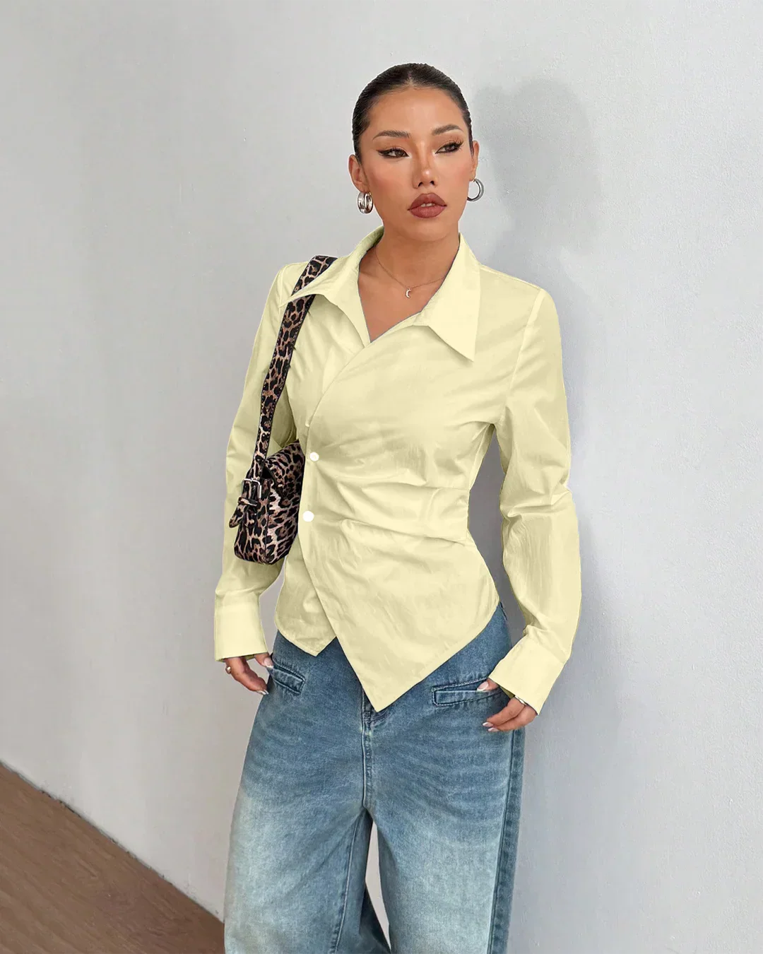 Asymmetric button down Vanilla