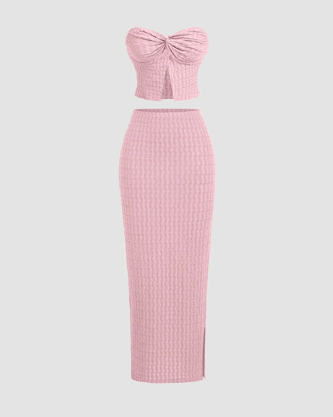 Soft and Cozy Baby Pink Knitted Two-Piece Set