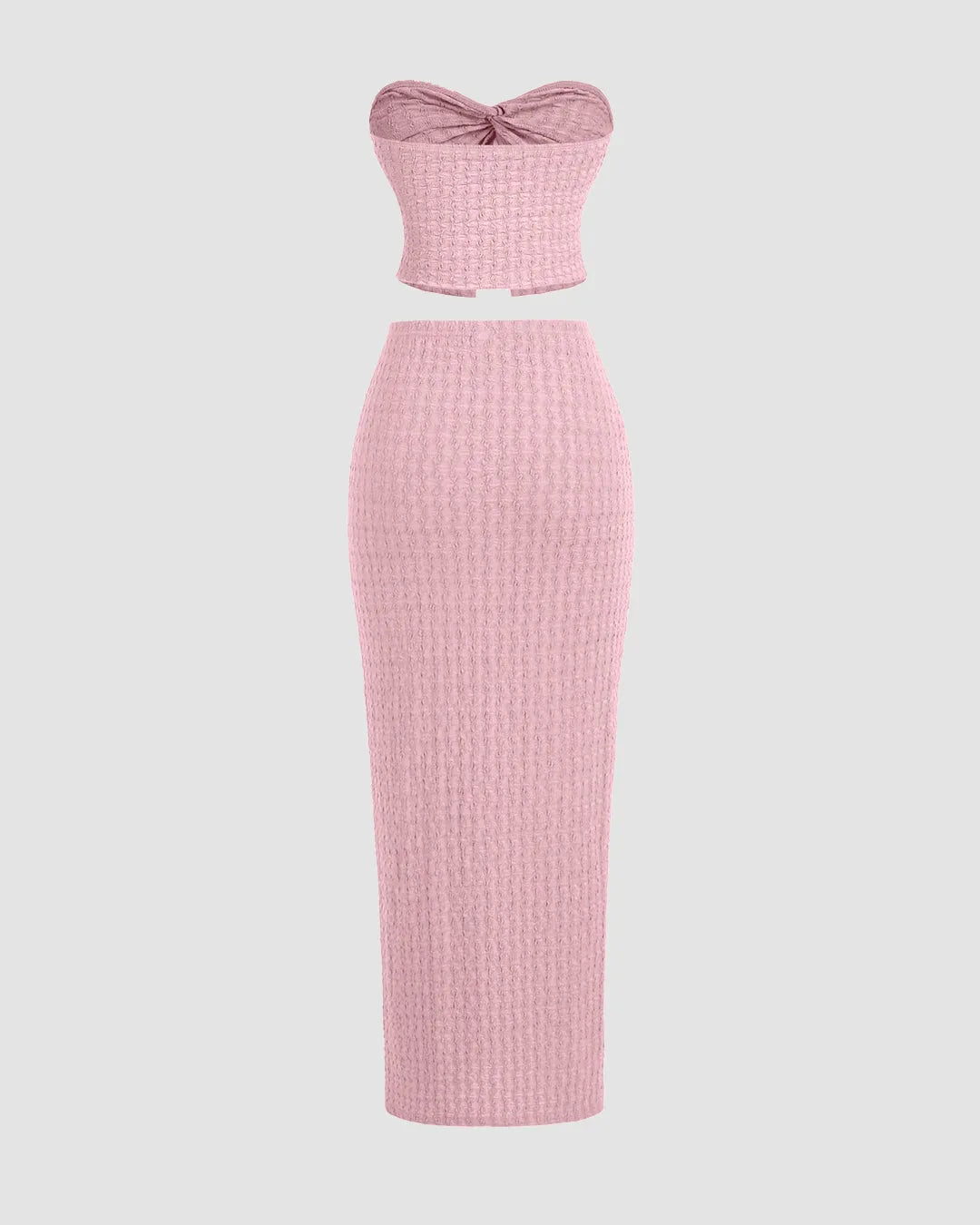 Soft and Cozy Baby Pink Knitted Two-Piece Set