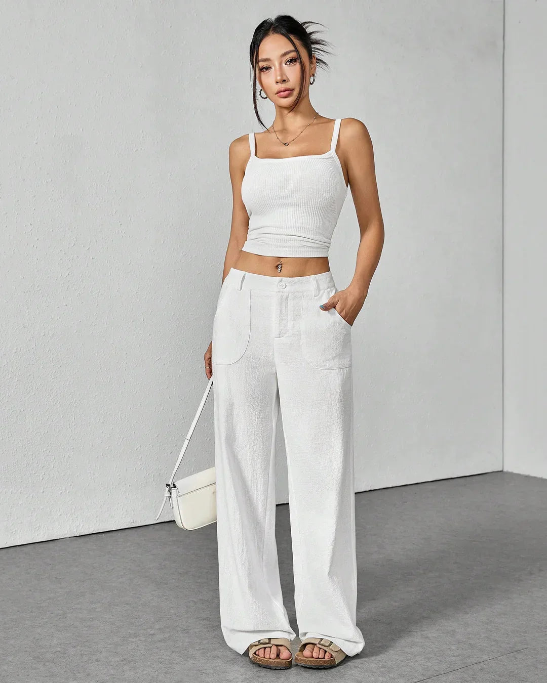 Chic High-Waisted Linen Trousers
